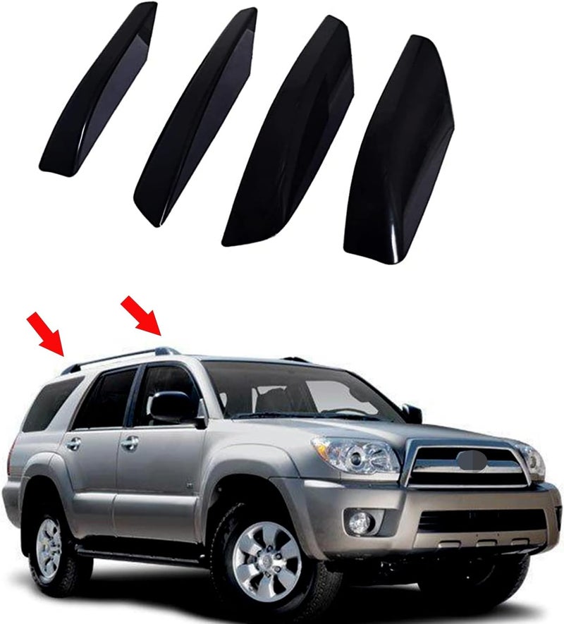 Tocatus Roof Cargo Rack Rail End Cover Shell Cap Trim for 2003-2009 Toyota 4Runner 4WD N210, Black, 4pcs - Image 1